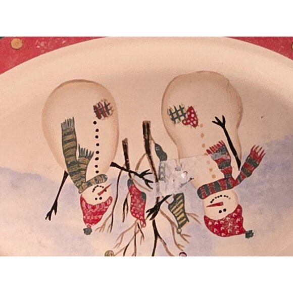 Oval Snowman Stoneware Serving Platter By Royal Seasons - Picture 3 of 5